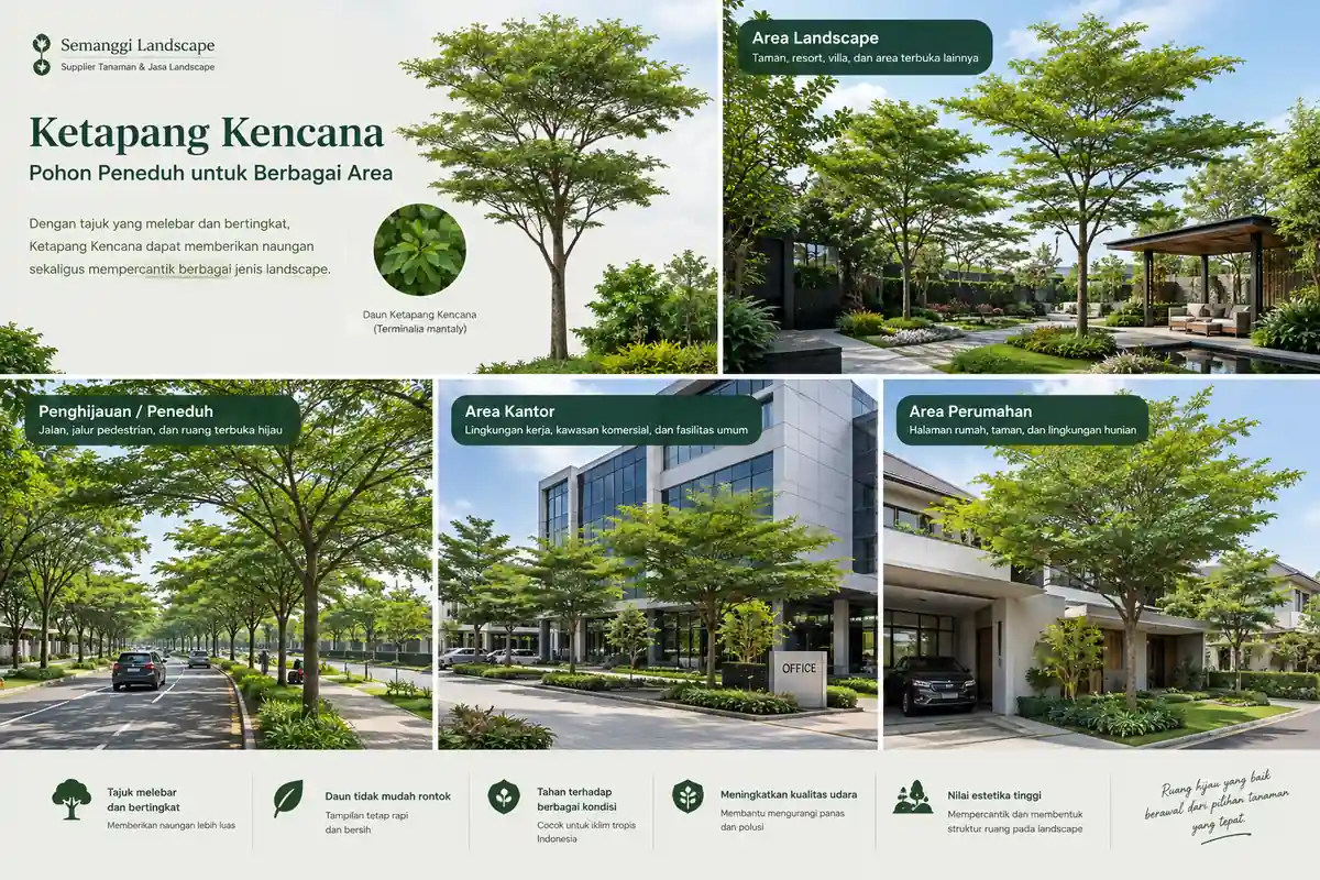 Jenis Area yang Cocok Ditanami Ketapang Kencana sebagai Pohon Peneduh
