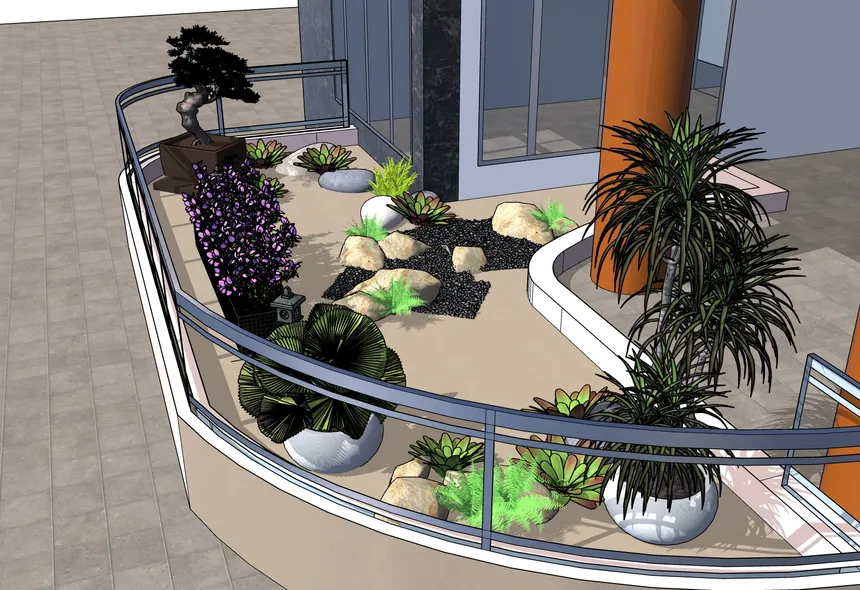 Desain 3d landscape kantor dengan 